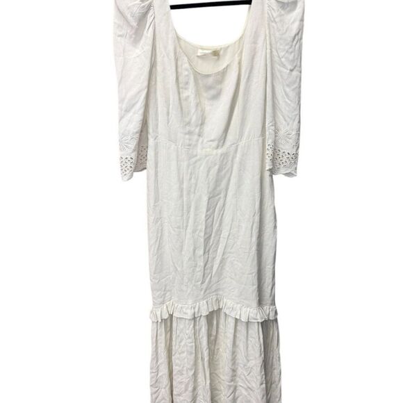 LoveShackFancy White Maxi Dress Lace Puff Sleeves Romantic Boho Small - Picture 1 of 10